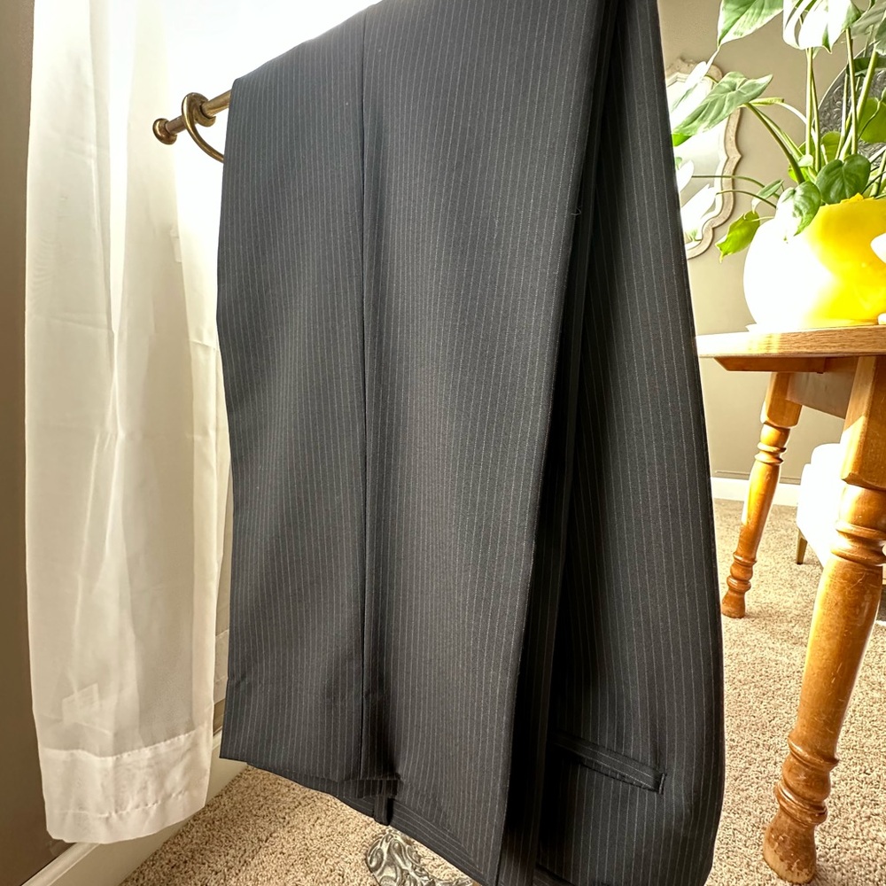 Men's Black Pinstriped Dress Pants